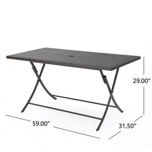 lot 237 image: Noble House (TABLE ONLY) Astra 29 in. Multi-Brown Metal Rectangular Outdoor Dining Table, 20603