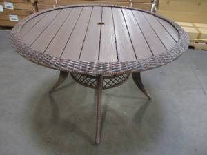 lot 247 image: Hampton Bay (TABLE ONLY) Cambridge Brown Wicker Outdoor Patio Dining Table, H041-01202400