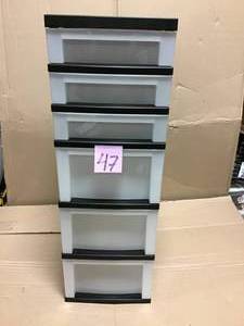 Iris 14.25 in. L x 12.05 in. W x 22.25 in. H 6-Drawer Storage Cart with Organizer Top in Black and Pearl not used