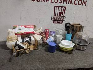 Lot of Kitchen Gadgets, Small Appliances, Baking Dishes, and More