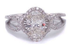 lot 4 image: 1.01 Carat Oval Diamond Engagement Ring with .70 Carat Diamonds in 18k White Gold $16,800 Appraisal