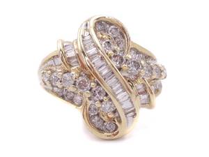 lot 16 image: 1.50 Carat XL Free Form Diamond Cluster Estate Ring in 14k Yellow Gold $3400 Retail