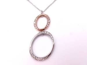 lot 22 image: Gabriel & Co Designer Diamond Interchangeable Swivel Estate Necklace in 14k White and Rose Gold $3225 Retail