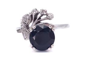 lot 23 image: Vintage 2.00 Carat Black and White Diamond Estate Ring in 14k White Gold $4100 Retail