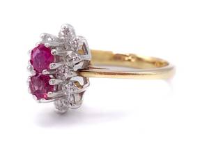 lot 25 image: Natural Ruby and Diamond Estate Cluster Ring in 14k Yellow Gold $1850