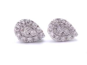 lot 28 image: Brand New 14 Carat Diamond Cluster Stud Earrings in 14k White Gold $2200 Retail