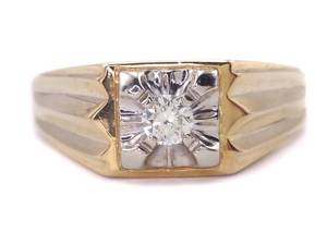 lot 30 image: Mens 14 Carat High Grade Diamond Solitaire Estate Ring Belcher Style in Yellow Gold $1999 Retail