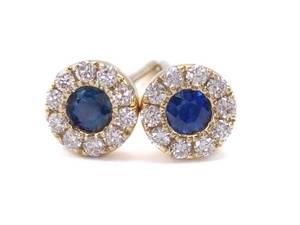 lot 33 image: New Natural High Grade Sapphire and Diamond Stud Earrings in 14k White Gold $2075 Retail