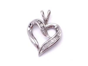 lot 48 image: 14 Carat Diamond Heart Estate Pendant in White Gold $1499 Retail