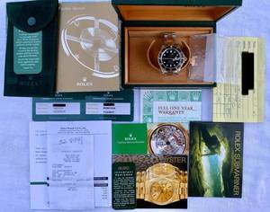 lot 0A image: Rolex Submariner Date 16613 LN Two-Tone 18k  SS Black Dial 40mm Watch, Box, Links & Warranty Included $15,350 Retail