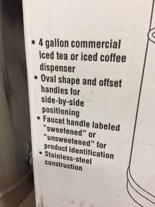 lot 145 image: Bunn Four Gallon Ice Tea  Iced Coffee Dispenser