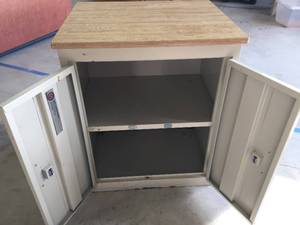 lot 212 image: Metal Storage With Wooden Top