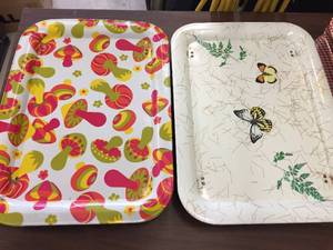lot 233 image: Metal Serving Trays With Fold Down Legs