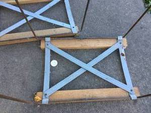 lot 282 image: Two Wood & Metal Lawn Leaf Bag Holders