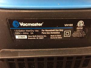 lot 334 image: Vacmaster 1.5 Gallon Shop Vac