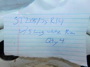 lot 114 image: ST20575R14 Tires w5 Lug White Rims