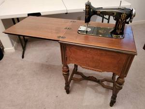 Vintage Sewing Machine with Contents