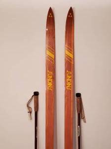 Vintage Wooden Skis and Poles