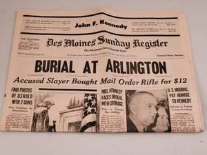 Commemorative Picture of JFK & (3) 1963 Newspapers of JFK News