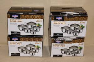 4 Stainless Steel Soup Pot Sets