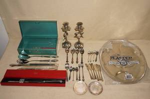lot 64 image: Silverplate Flatware and Serving Pieces