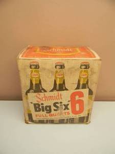lot 25 image: SCHMIDT BEER (BIG SIX) CARTON WITH BOTTLES - SEE PICTURES