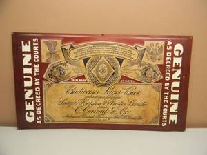 lot 40 image: BUDWEISER GENUINE TIN SIGN - APPROX 33 BY 18 - SEE PICTURES