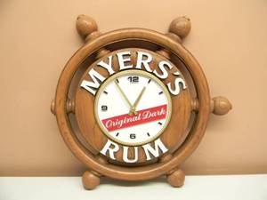 lot 49 image: MEYERS RUM SHIPS WHEEL CLOCK - APPROX 20 - SEE PICTURES