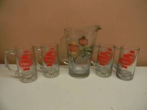 lot 71 image: SCHMIDT BEER PITCHER WITH 4 MUGS - SEE PICTURES