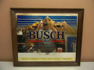 lot 75 image: BUSH BEER MIRROR - APPROX 24 BY 20 - SEE PICTURES