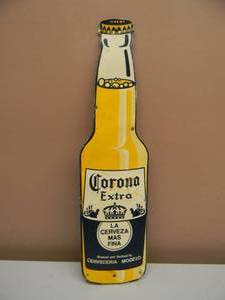 lot 80 image: CORONA EXTRA BEER BOTTLE TIN SIGN - APPROX 20 BY 5 - SEE PICTURES