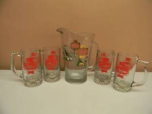 lot 92 image: SCHMIDT BEER PITCHER & 4 MUGS - SEE PICTURES