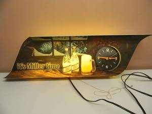 lot 98 image: MILLER HIGH LIFE LIGHTED CLOCK - WORKS - APPROX 36 BY 10 - SEE PICTURES