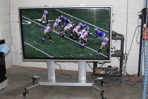 lot 11 image: Sharp 70 HD Interactive Whiteboard LCD - LEC Video Display Monitor on Rolling Stand