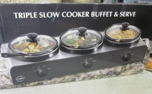 lot 11 image: Triple Slow Cooker Buffet & Server ...
