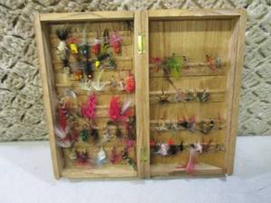 lot 24 image: Wood Box Display Full of Assorted F...