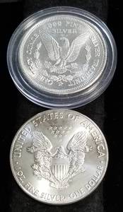 2 TROY OZ. .999 FINE SILVER 1986 MORGAN DESIGN 2016 SILVER EAGLE