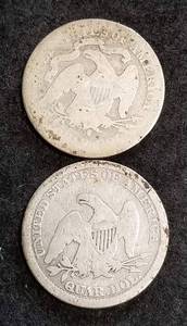 2 SEATED LIBERTY QUARTERS 1861 1891-S