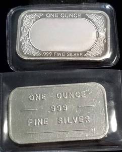 2 TROY OZ. .999 FINE SILVER 2 X 1oz BARS AS PICTURED