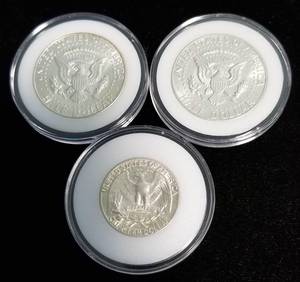 3 BU-UNC US SILVER COINS 2X1964P&D HALVES 1X1964D QUARTER IN AIRTITES