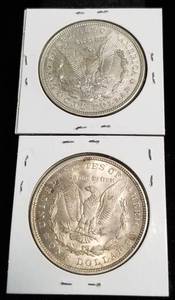 2 BU-UNC MORGAN SILVER DOLLARS 1921 X2