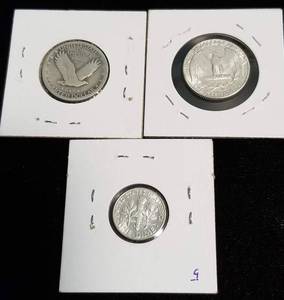 3 SILVER US COINS 1928 & 1952(BU) QUARTERS 1963-D(BU) DIME