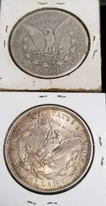 2 MORGAN SILVER DOLLARS 1879-S & 1921