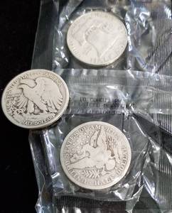 3 SILVER HALF DOLLARS 1907-S 1942 1954-D