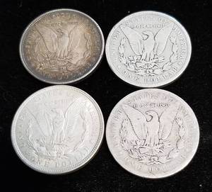 4 MORGAN SILVER DOLLARS 1880-S 1883 1896-O 1921