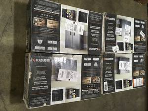 Pallet with 4 Gladiator  Ready to Assemble 28 in. H x 28 in. W x 12 in. D Steel Garage Wall Cabinet in Hammered Granite not used