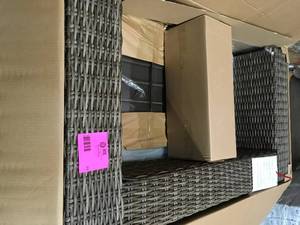 Hampton Bay Fernlake Steel Wicker Loveseat Bare and Table open box not used