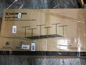 FLEXIMOUNTS 4 ft. x 8 ft. Heavy Duty Overhead Garage Adjustable Ceiling Storage Rack in Black SEE PICS