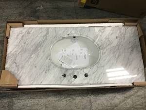 PEGUSUS 49 in. W Marble Vanity Top in Carrara with White Basin SEE PICS