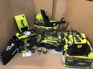 ASSORTED PALLET WITH RYOBI ELECTRIC MOWERS SEE PICS